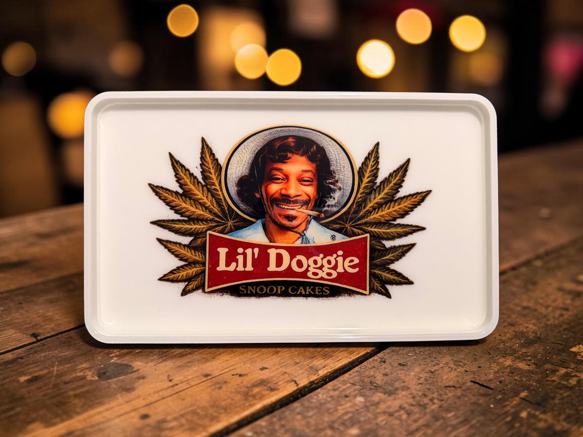 Lil' Doggie Epoxy Rolling Tray, Retro Music Inspired Stash Tray