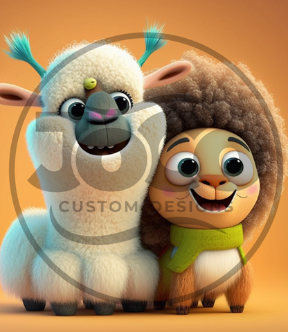 Cute Cartoon Llama PNG design