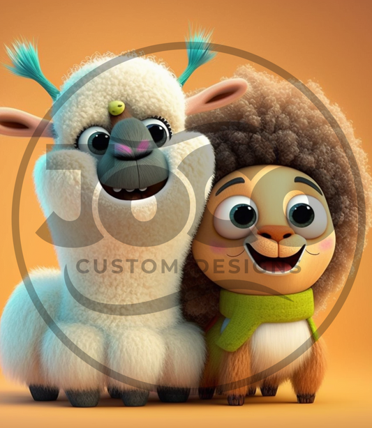 Cute Cartoon Llama PNG