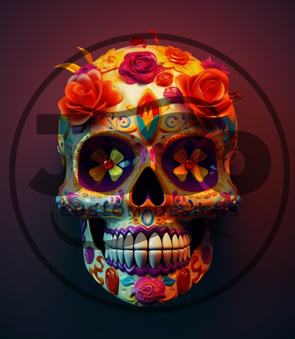 Detailed Sugar Skull PNG design