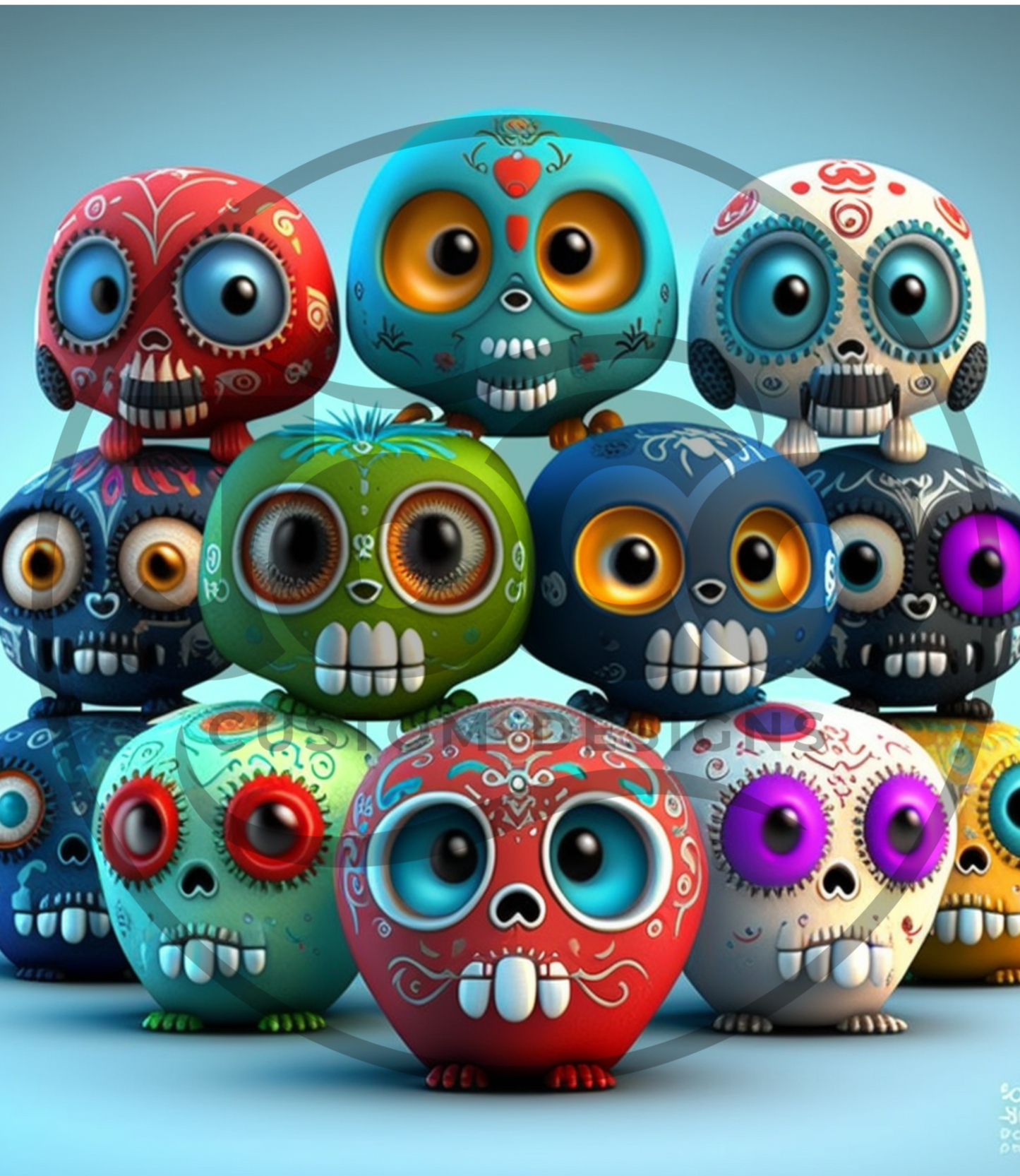 Cute Sugar Skull Stack PNG