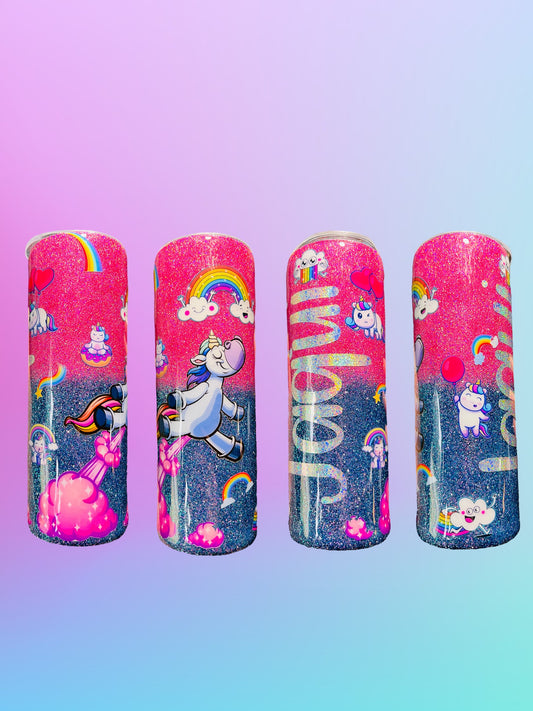 Glittered Unicorn Tumbler