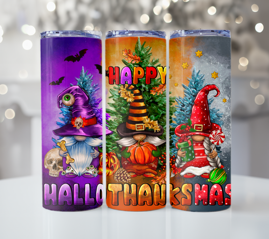 Happy Hallothanksmas Gnome Tumbler