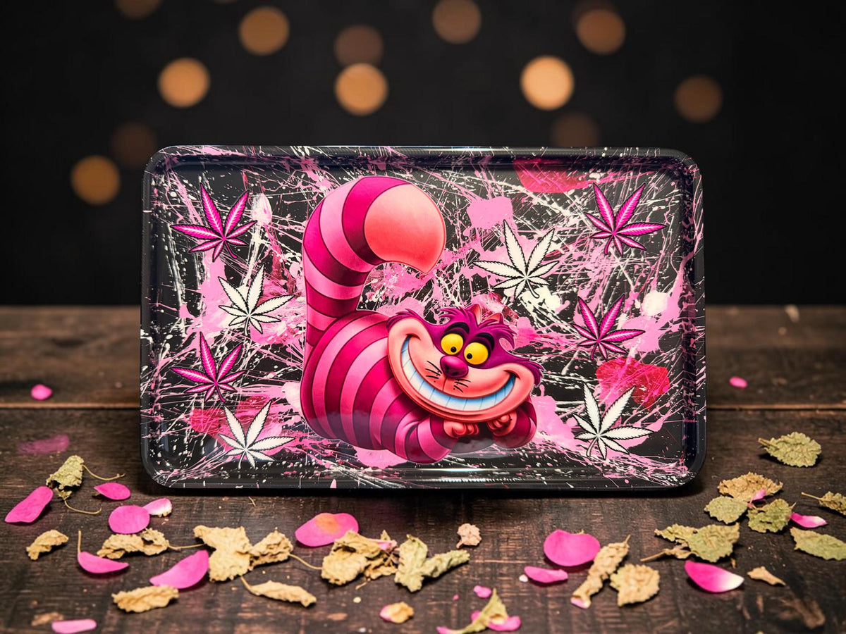 Hand-Painted Pink Cat Rolling Tray