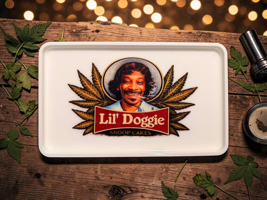 Lil' Doggie Epoxy Rolling Tray, Retro Music Inspired Stash Tray