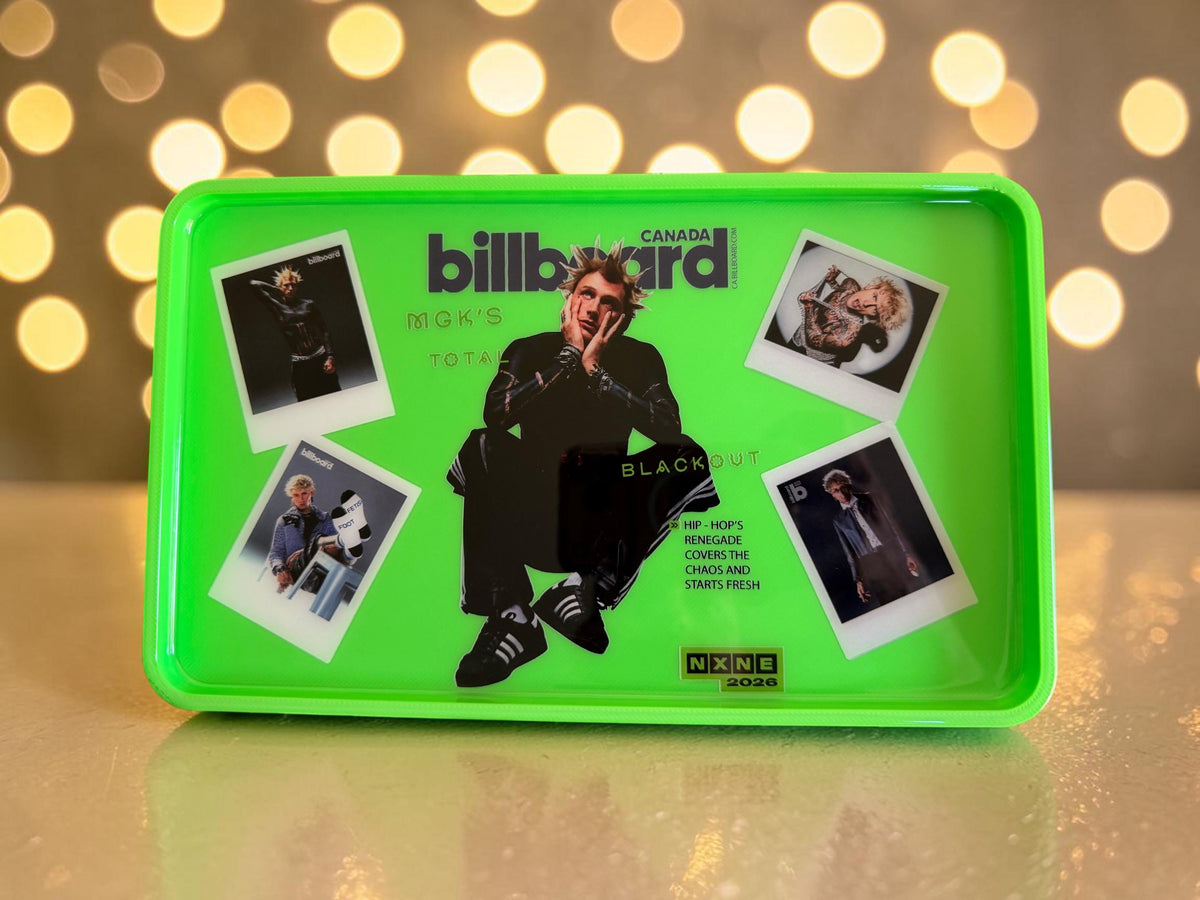 Neon Green Music Magazine Rolling Tray, 3D Printed Glossy Epoxy, Stash Jar Option
