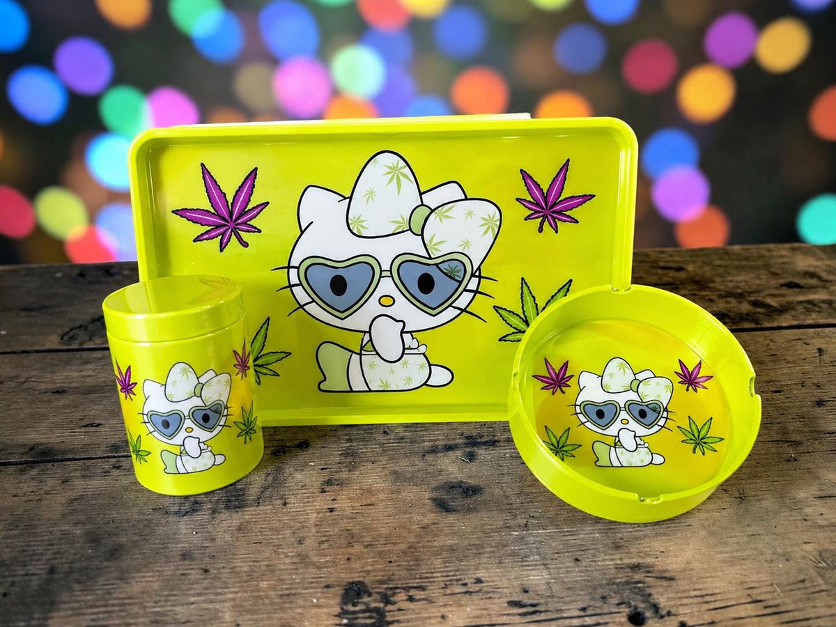 Green Kitty Rolling Tray
