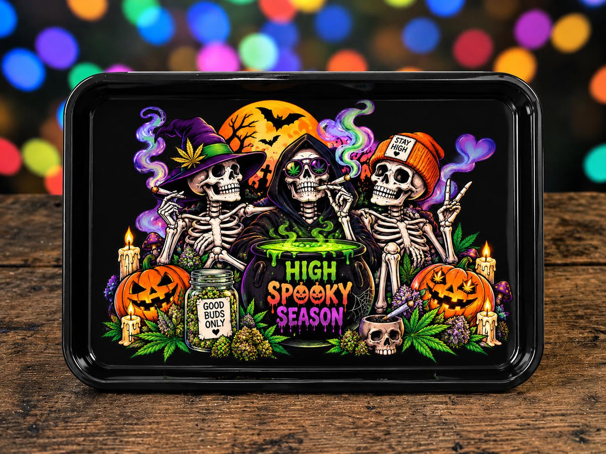 Spooky Skeleton Rolling Tray Set, Halloween Stash Tray, Jar, Ashtray (3D Printed)