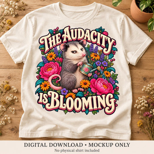 Sarcastic possum floral sticker PNG design
