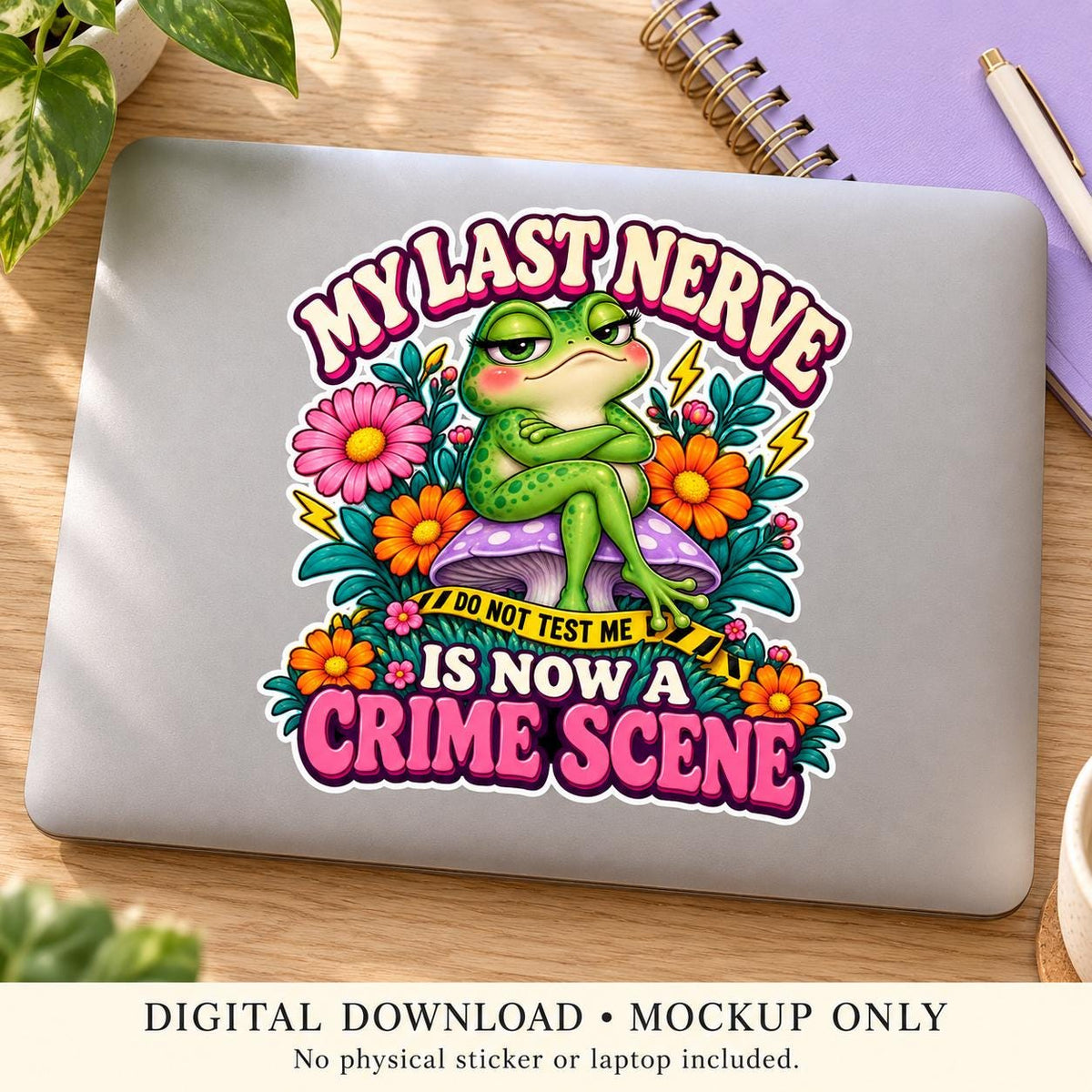 Funny Frog PNG, Sarcastic Crime Scene Sticker Design (Digital Download)